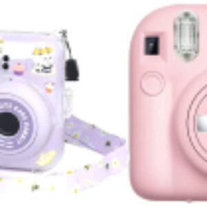 Фотоаппарат с мгновенной печатью Instax Mini 12 розовый + чехол Sundays с ремнем пурпурный 21век