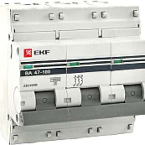 Выключатель автоматический ВА 47-100 3P 100А (C) 10кА PROxima / mcb47100-3-100C-pro 21век