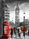 Фотообои листовые Живопись. Черно-белый Акварельный Лондон. БигБен / 1172270 21век