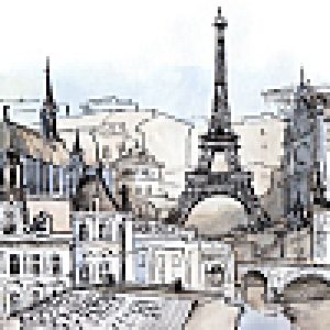Фотообои листовые Акварельный Париж 21век