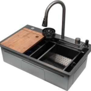Мойка кухонная со смесителем Eco AR PVD Nano 75x45 21век