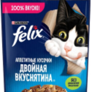 Влажный корм для кошек Аппетитные кусочки. Двойная вкуснятина ягненка и курицы в желе 21век