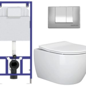 Унитаз подвесной с инсталляцией Rimless CN3001 + 040000 + S3 040043 21век