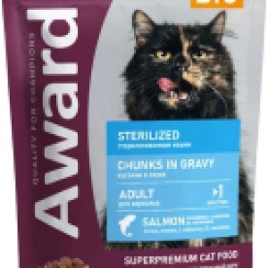 Влажный корм для кошек Sterilized для взрослых кошек кусочки в соусе с лососем 21век