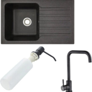 Мойка кухонная со смесителем Styl L + смеситель W4998-4-22 + дозатор L405F 21век