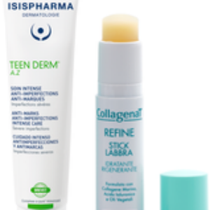 Набор косметики для лица Гель-крем Teen Derm AZ 30мл+Балз.д/губ CollagenaT Refine 5.7мл 21век