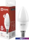 Светодиодная лампочка In Home LED-Свеча-VC 8Вт 230В Е14 4000К 760Лм 4690612020433