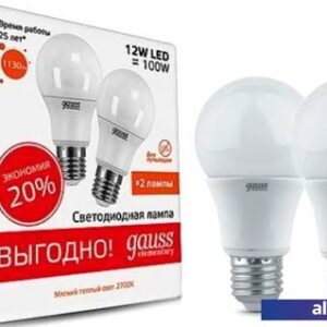 Светодиодная лампочка Gauss Elementary A60 12W 3000K E27 23212P (2 шт)