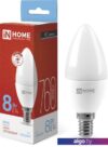 Светодиодная лампочка In Home LED-Свеча-VC 8Вт 230В Е14 6500К 760Лм 4690612024806