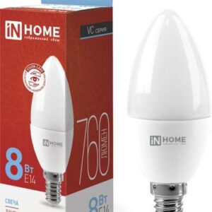 Светодиодная лампочка In Home LED-Свеча-VC 8Вт 230В Е14 6500К 760Лм 4690612024806