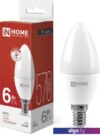 Светодиодная лампочка In Home LED-Свеча-VC 6Вт 230В Е14 4000К 570Лм 4690612020396