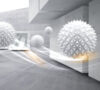 Фотообои листовые 3D Шары и бетонные стены / 863270 21век