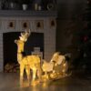 Светодиодная фигура 3D Олень с санями белый 4357002 21век