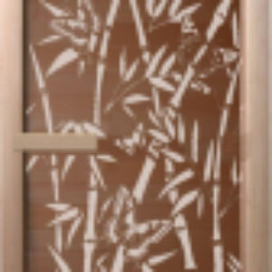 Стеклянная дверь для бани/сауны Бамбук и бабочки 70x190 / DW01216 21век