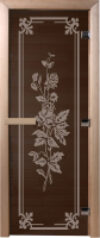Стеклянная дверь для бани/сауны Розы 70x190 / DW03643 21век