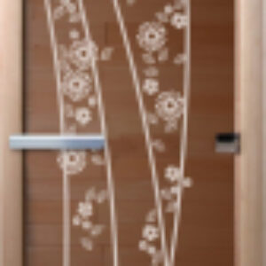 Стеклянная дверь для бани/сауны Весна цветы 80x200 / DW00072 21век