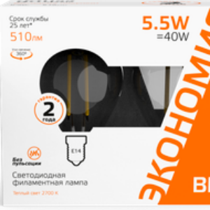 Набор ламп Basic Filament Шар 5.5W 510lm 2700К Е14 LED / 1051116T 21век