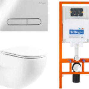 Унитаз подвесной с инсталляцией BB066CHR/BB870SC/BB002-80/BB005-PR-CHROME 21век