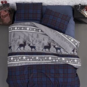 Комплект постельного белья Happiness Navy Blue Семейный / N245 21век