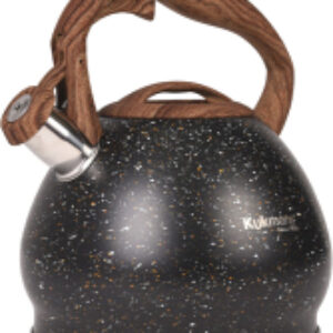 Чайник со свистком Черный мрамор kuk-07 / 3103555 21век