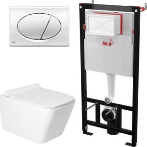 Унитаз подвесной с инсталляцией KW-9004W + AM101/1120 + M71-BL-01 21век