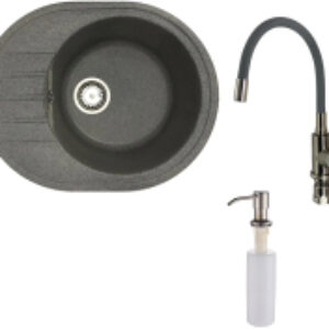 Мойка кухонная со смесителем New Lux R + смеситель W74004-9 + дозатор L405-1 21век