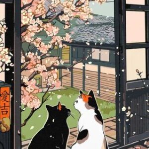 Картина по номерам Цветение сакуры и коты p56423 21век