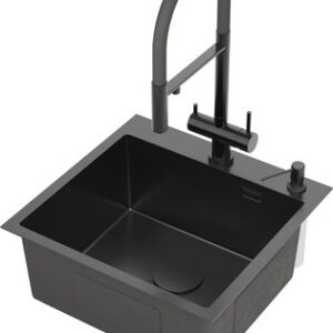 Мойка кухонная Simple 560220-50B PVD c коландером и дозатором 21век