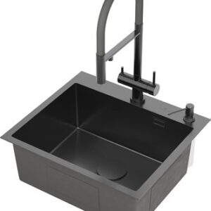 Мойка кухонная Simple 560220-55B PVD c коландером и дозатором 21век