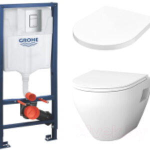 Унитаз подвесной с инсталляцией Spirit C701738WH + C707858WH + 38772001 21век