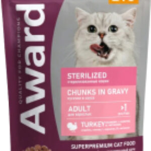 Влажный корм для кошек Sterilized для взрослых кошек кусочки в соусе с индейкой 21век