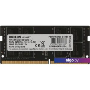 Оперативная память AMD Radeon R7 Performance Series 16ГБ DDR4 SODIMM 2400 МГц R7416G2400S2S-U