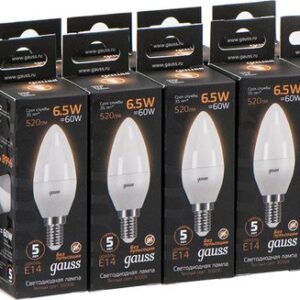 Светодиодная лампочка Gauss E14 6.5 Вт 3000 К 103101107 (10 шт)