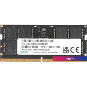 Оперативная память Apacer 32ГБ DDR5 SODIMM 4800 МГц AS32GHB48CTBBGH