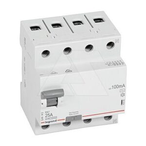 УЗО Legrand RX3, электромеханическое, 4P, 25A, 10kA, 100mA, тип AC, 4M