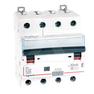 Дифф. авт. выключатель Legrand DX3, электромеханический, 4P, 32A, хар-ка C, 6kA, 30mA, тип AC, 4M