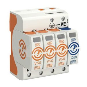 Разрядник V50-3+NPE-280, 4P, Un=230В, Iimp=50кА, Imax=160кА, Up=1.3кВ, класс В+C