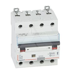 Дифф. авт. выключатель Legrand DX3, электромеханический, 4P, 25A, хар-ка C, 6kA, 30mA, тип AC, 4M