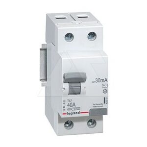 УЗО Legrand TX3, электромеханическое, 2P, 40A, 10kA, 30mA, тип AC, 2M