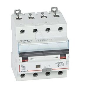 Дифф. авт. выключатель Legrand DX3, электромеханический, 4P, 16A, хар-ка C, 6kA, 30mA, тип AC, 4M