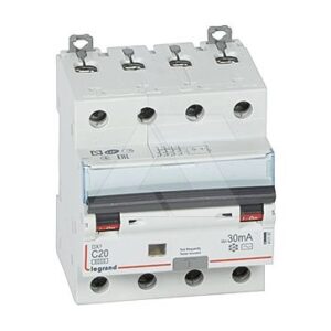 Дифф. авт. выключатель Legrand DX3, электромеханический, 4P, 20A, хар-ка C, 6kA, 30mA, тип AC, 4M