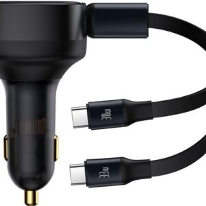 Автомобильное зарядное Baseus Enjoyment Retractable 2-in-1 Car Charger C+C 33W C00035500111-00