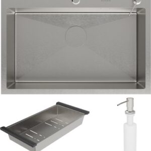 Мойка кухонная Simple 560220-70 с коландером и дозатором 21век