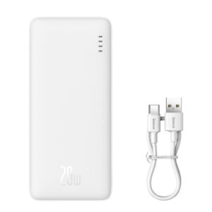 Внешний аккумулятор Baseus Airpow Fast Charge 10000mAh 20W с кабелем Type-С 30см (белый)