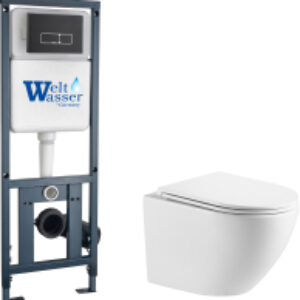 Унитаз подвесной с инсталляцией Marberg 410 + Merzbach 043 GL-WT + Mar 410 SE MT-BL 21век