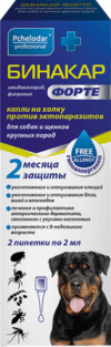 Капли от блох Бинакар Форте от эктопаразитов для собак/щенков крупных пород 21век