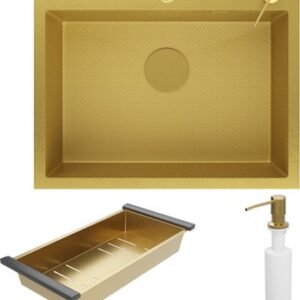 Мойка кухонная Simple 560220-60G PVD c коландером и дозатором 21век