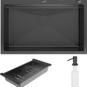 Мойка кухонная Simple 560220-70B PVD с коландером и дозатором 21век