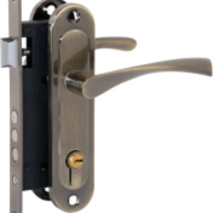 Замок врезной 1523 AB m60Z с ручкой и цилиндром 21век