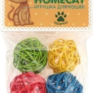 Набор игрушек для кошек Мячи из ротанга с колокольчиком / 72361 21век